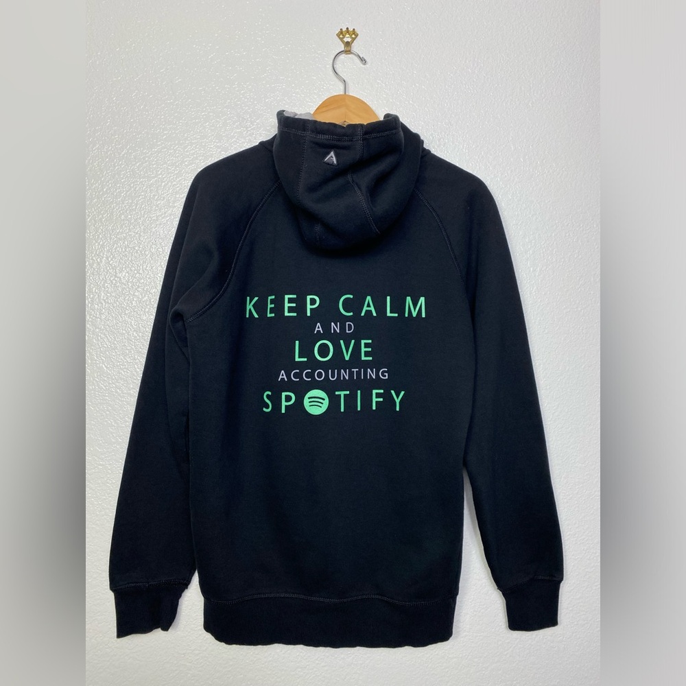 Spotify Sweatshirt Mens Medium Black Hoodie Full Zip Employee Work Uniform